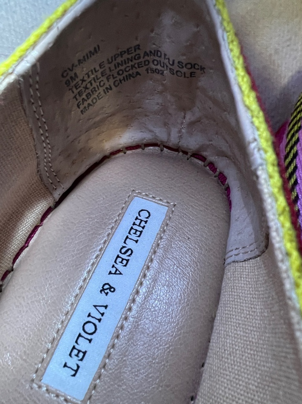 Chelsea & Violet Mimi Pink and Yellow Striped Canvas Espadrilles Size 9 - Picture 8 of 8